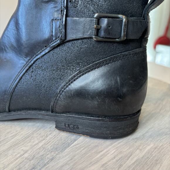 UGG Women’s Demi Leather Full Zip Ankle Booties Round Toe Black US 8 - Picture 5 of 13